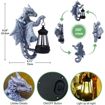 ⏰Hot Sale: Save 49%-Garden Decor Dragon Hugging Tree Garden Statue with Solar Lantern