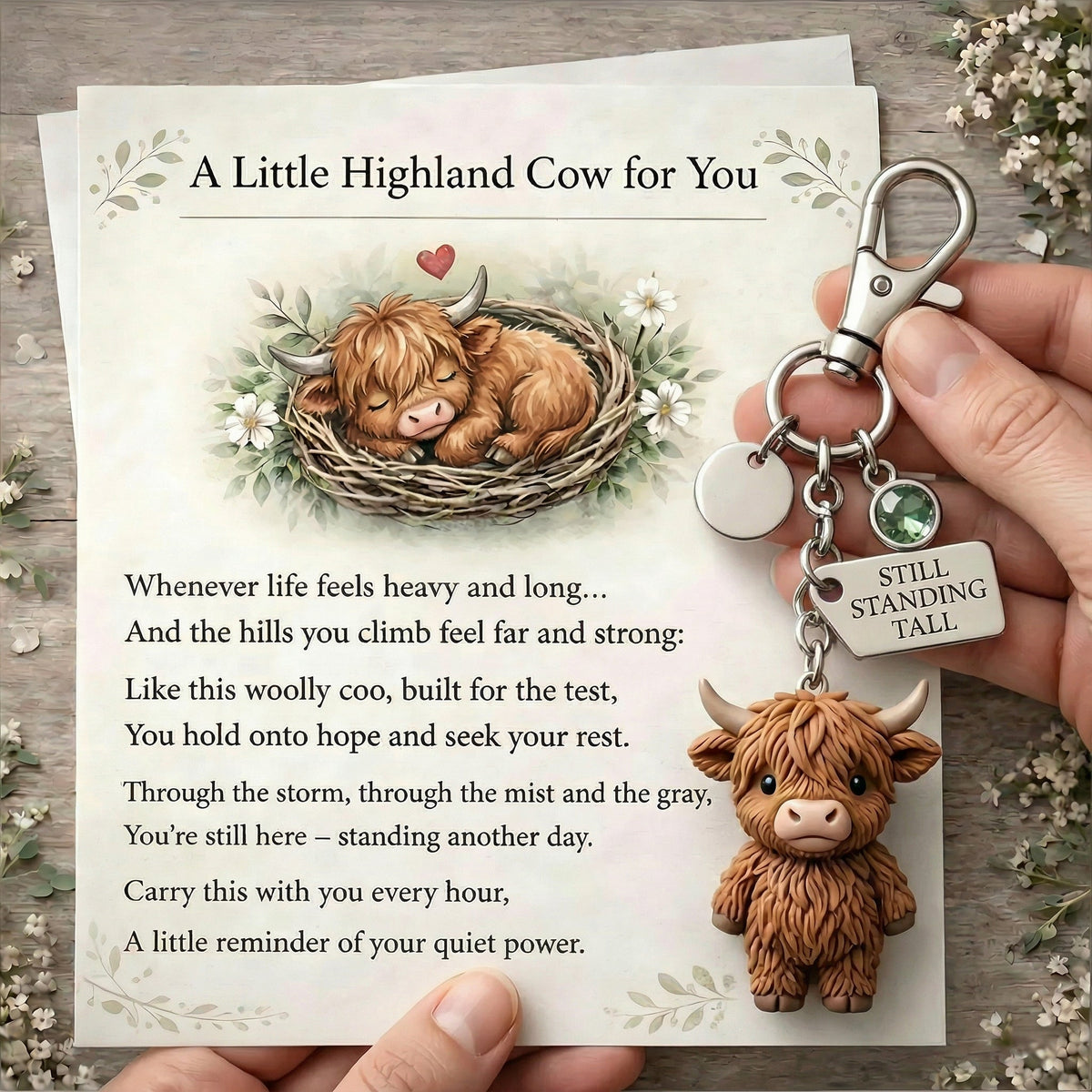 ⏰Hot Sale: Save 49%🐮A Little Highland Cow For You Keychain: Your Daily Reminder of Quiet Strength