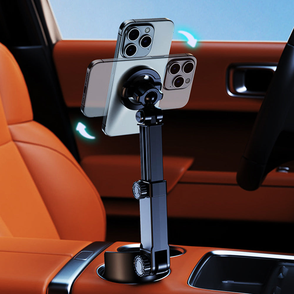 🔥FLASH SALE 50% OFF - Car Cup Holder Phone Mount – 360° Adjustable, Strong N52 Magnet, One-Hand Operation, Fits All Phones