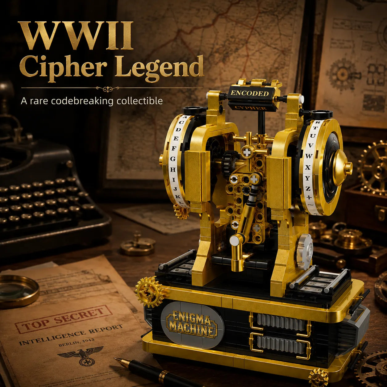 🔥✨Most Popular in 2026✨🔥🛡️WWII Enigma Machine Mechanical Building Block Model