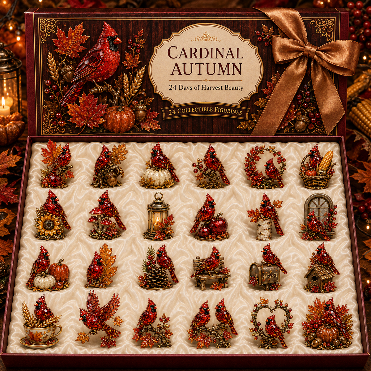 24-Day Cardinal Advent Calendar | Collectible Christmas & Autumn Figurines