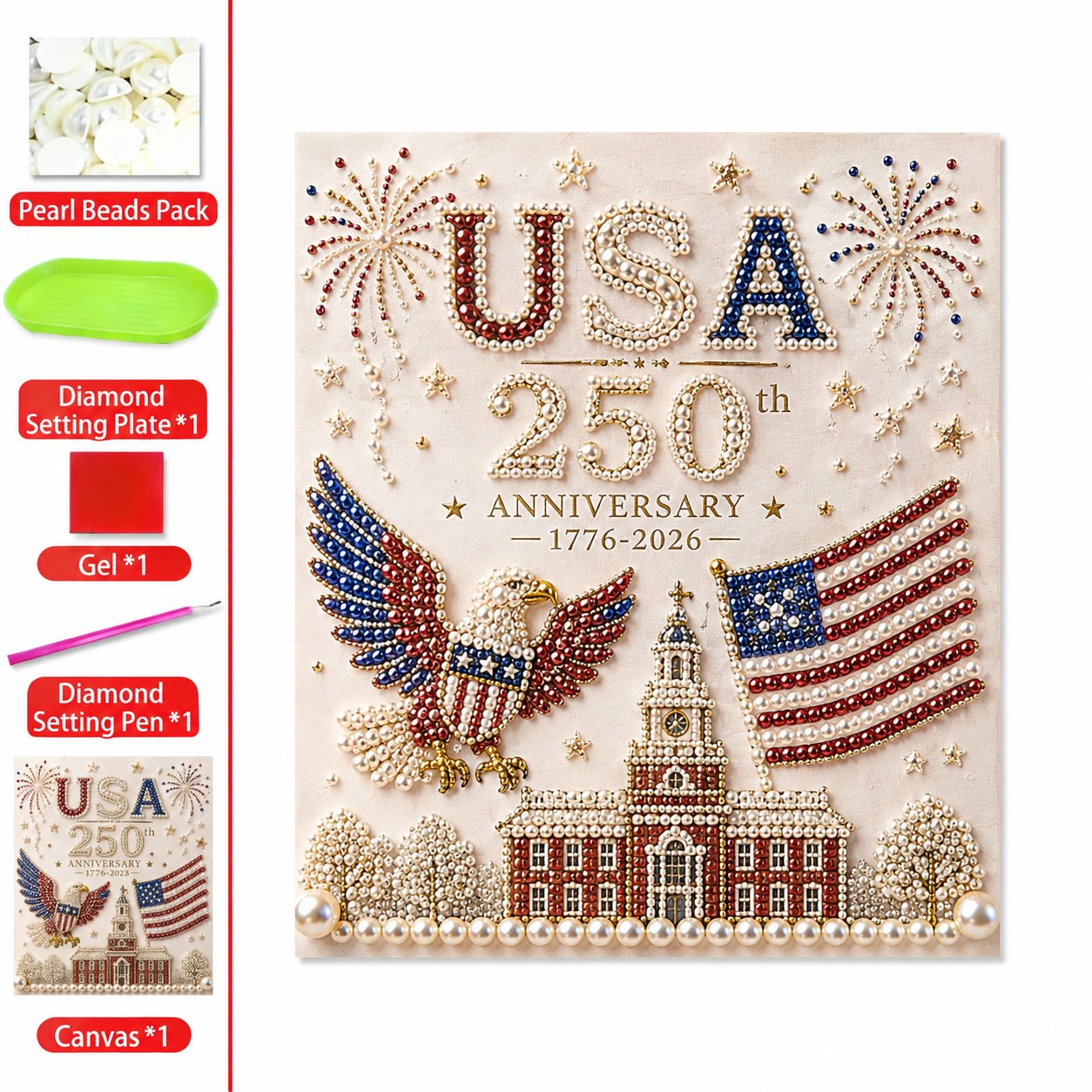 🔥LAST DAY 50% OFF - USA 250th Anniversary DIY Pearl Painting Kit ✨❤️‍🔥