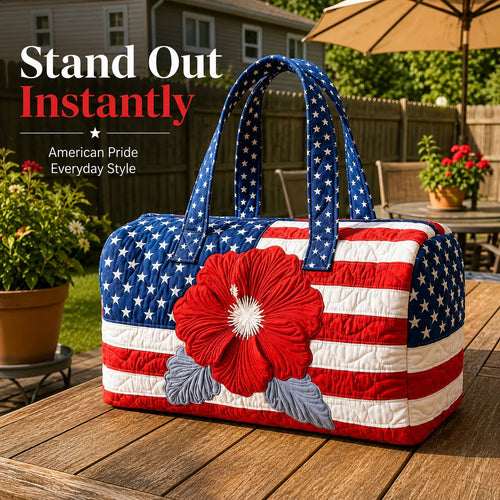 Floral American Flag Travel Duffel