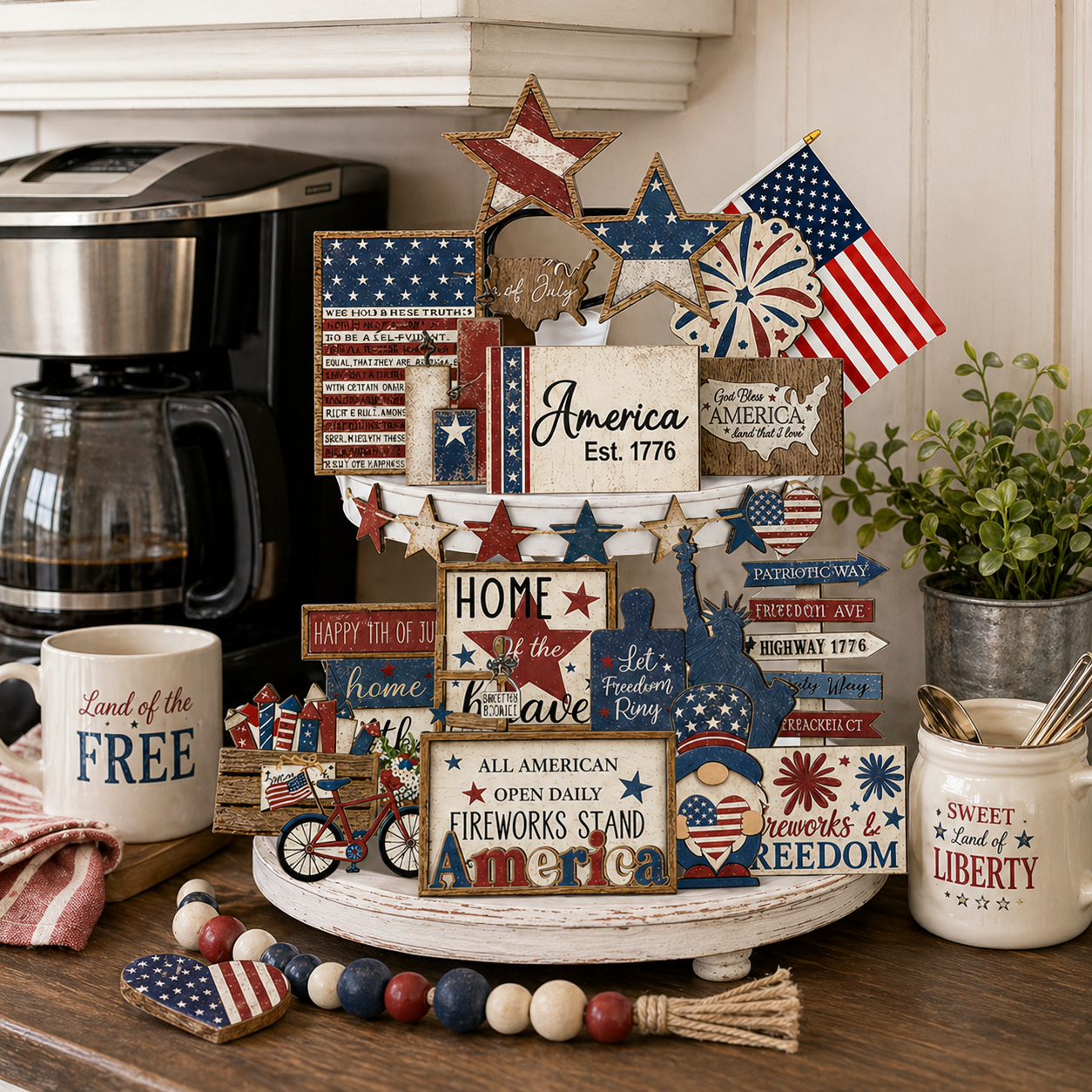 🔥Most Popular in 2026🔥25-Piece Patriotic Tiered Tray Decor Set