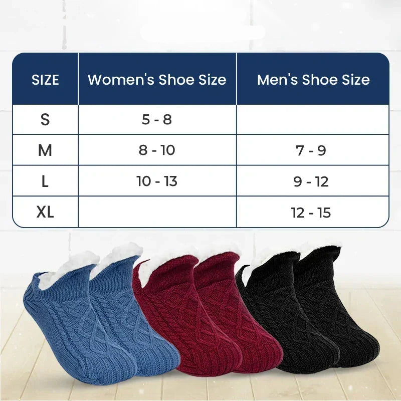 🧦 Fleece-Lined Non-Slip Thermal Slipper Socks – Cozy Warm Indoor Socks