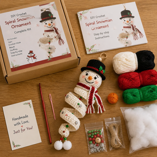 🔥Most Popular in 2026🔥Crochet Snowman Spiral Oranment DIY Kit