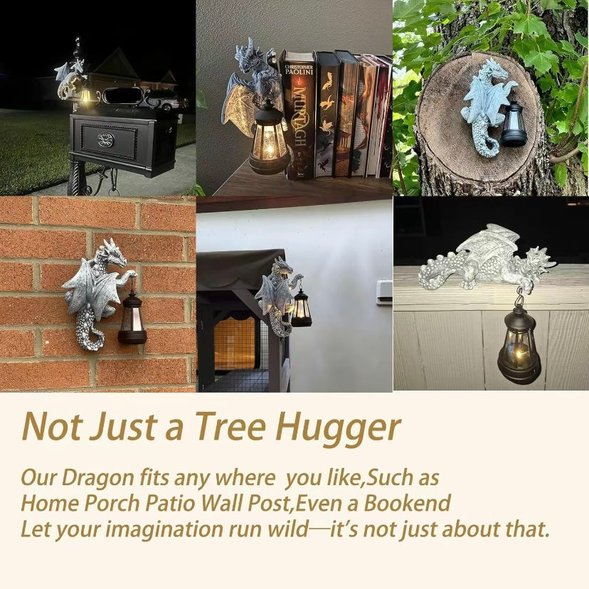 ⏰Hot Sale: Save 49%-Garden Decor Dragon Hugging Tree Garden Statue with Solar Lantern