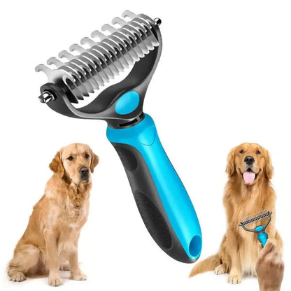 Professional Double-Sided Pet Grooming Rake ✨ Undercoat Deshedding Tool for Dogs & Cats 🐶🐱