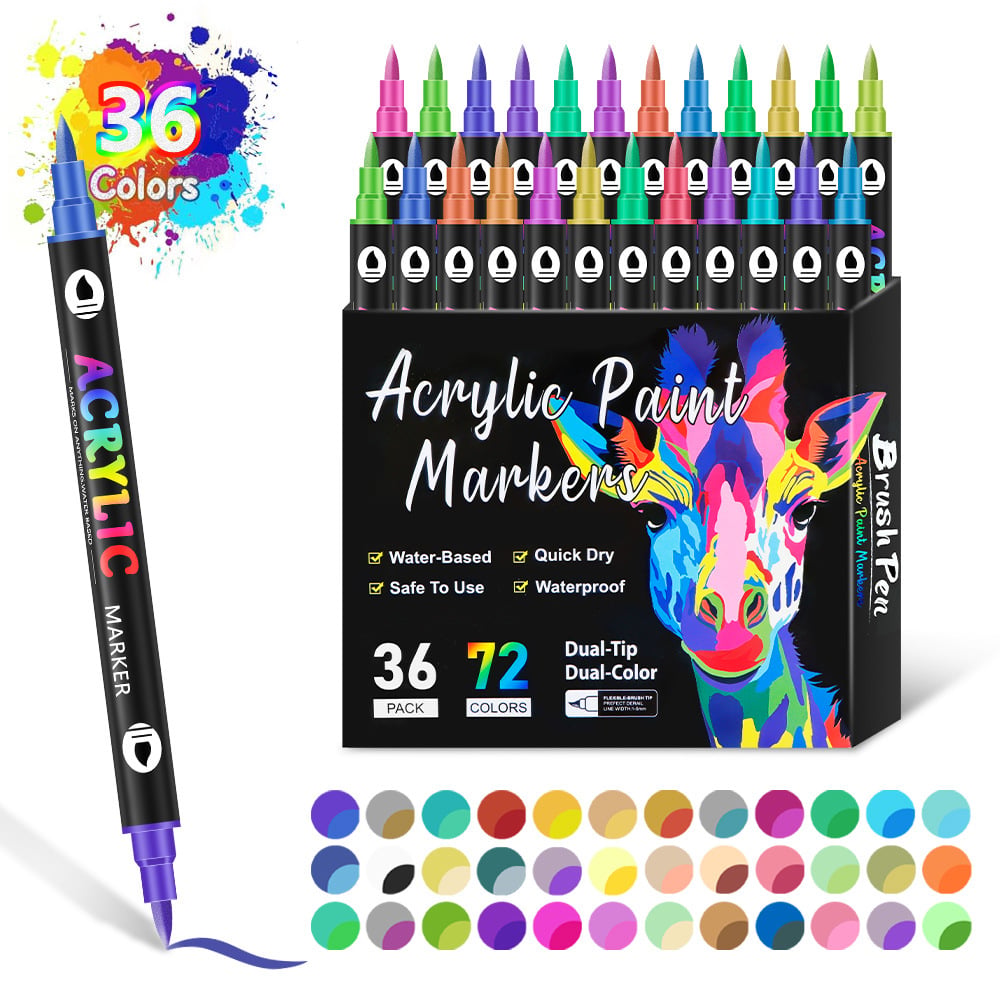 🎨Last Day🔥Dual Tip Acrylic Paint Pen Marker - 24/48/72/120 Colors