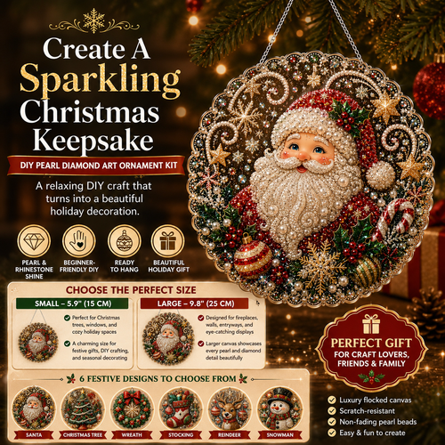 🔥✨Limit to Sale✨🔥🎄 Premium Christmas Pearl Diamond Art Ornament Kit | DIY Holiday Hanging Decor