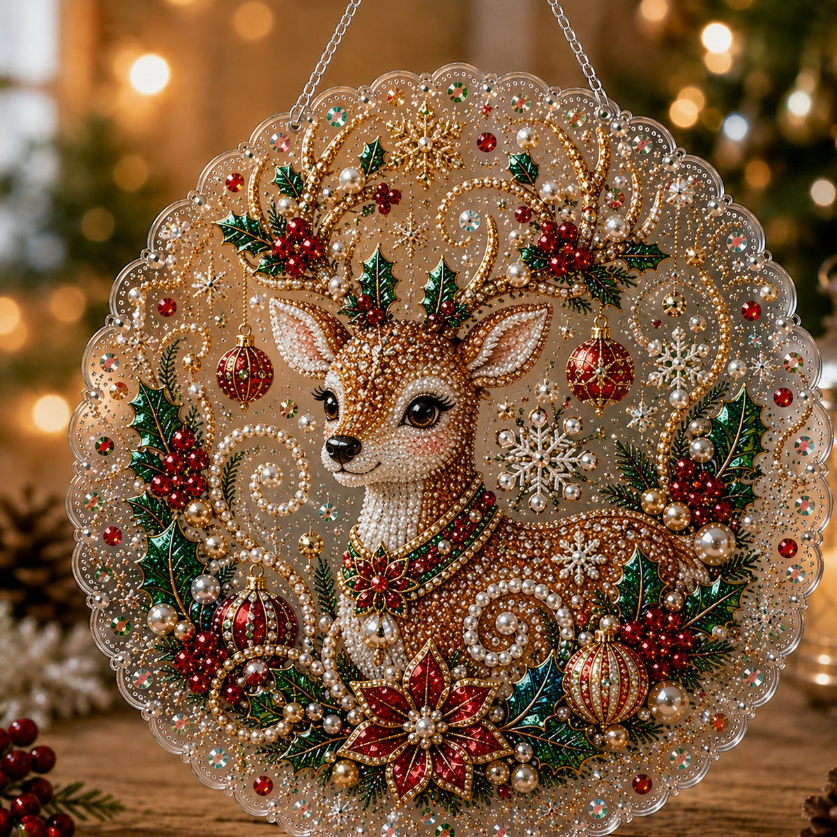🔥✨Limit to Sale✨🔥🎄 Premium Christmas Pearl Diamond Art Ornament Kit | DIY Holiday Hanging Decor