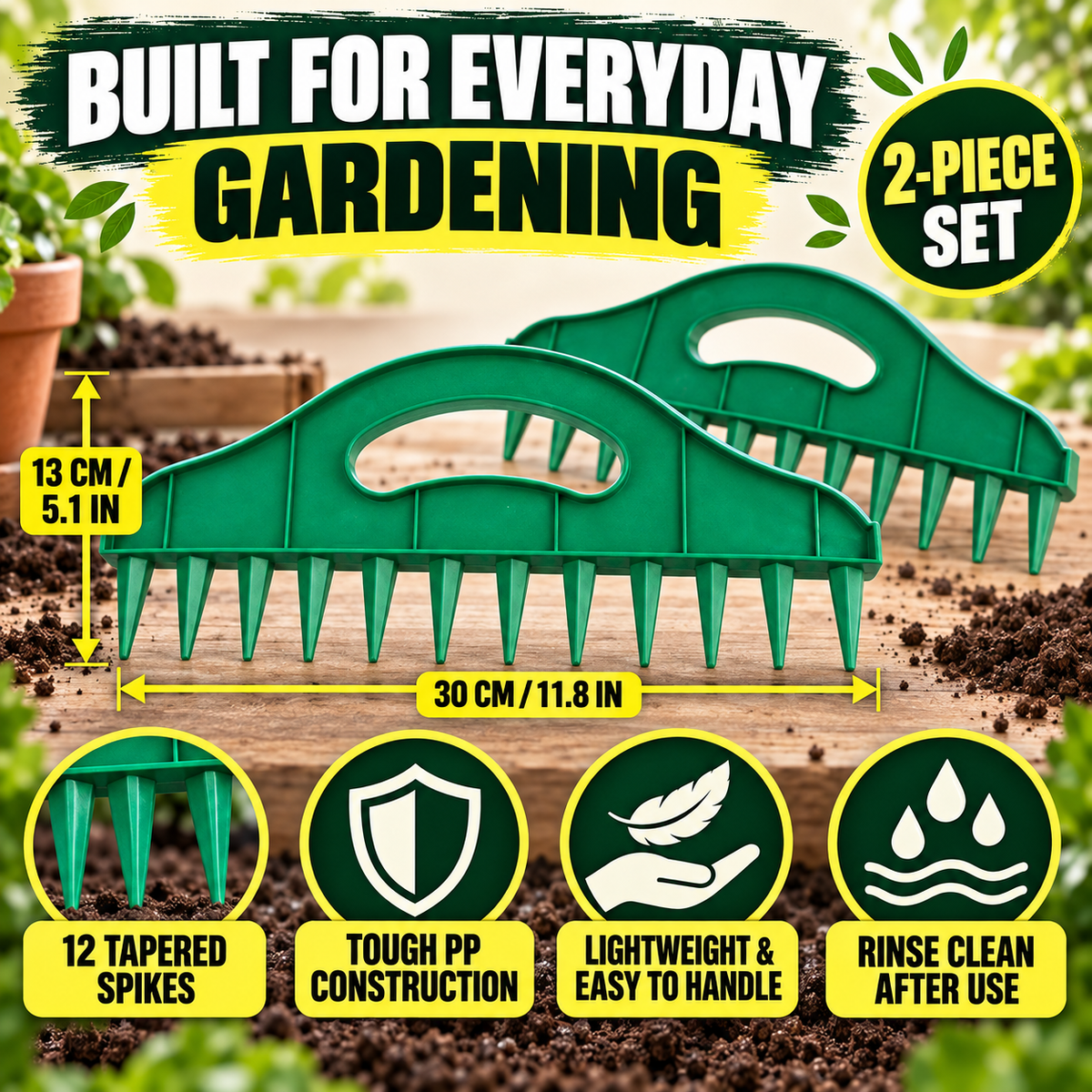 🏡 2-Pack Garden Seed Spacing Tool – Multi-Row Soil Dibbler & Furrow Maker
