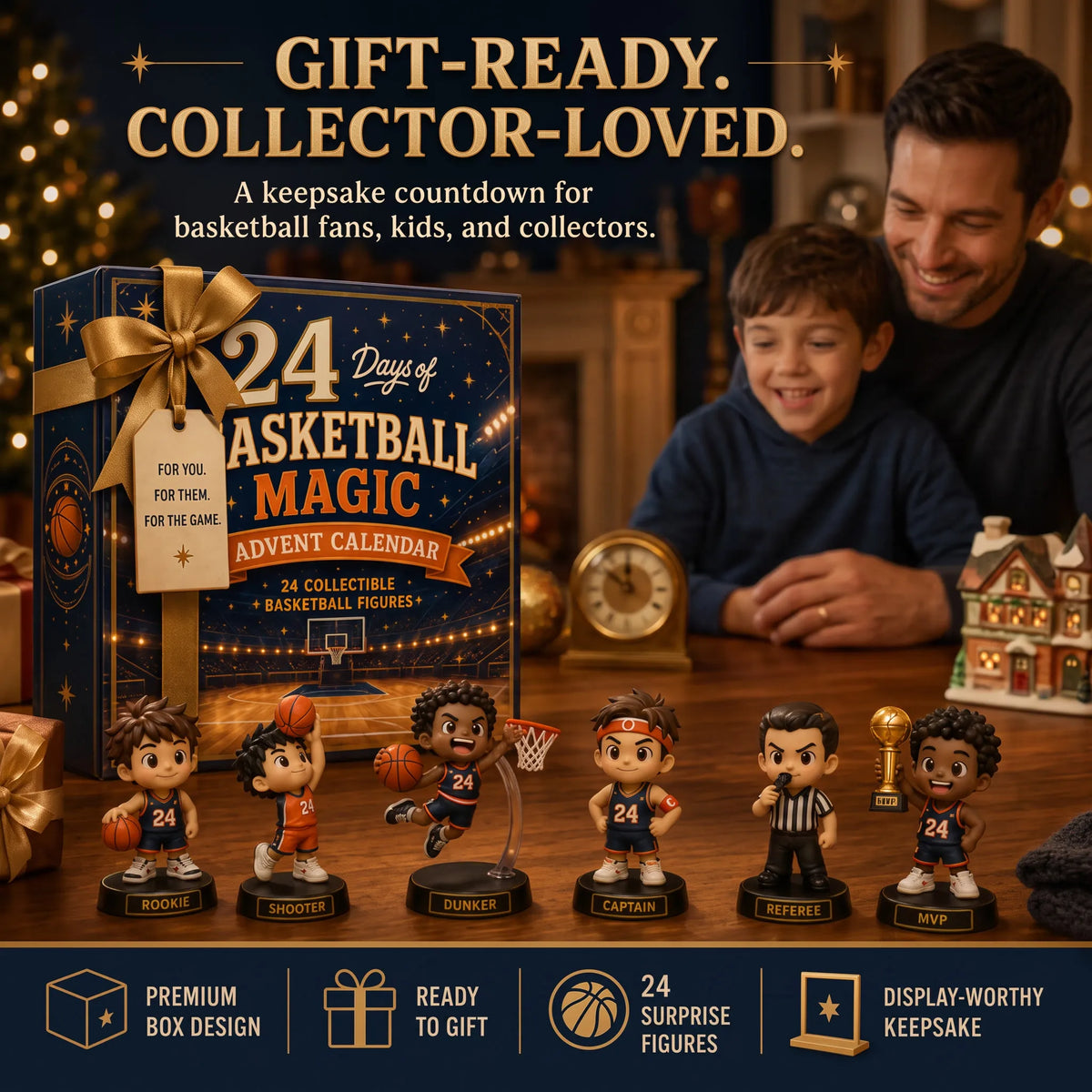 🏀 24-Day Basketball Christmas Advent Calendar | 24 Unique Collectible Basketball Figures for Daily Surprises, Team Building & Holiday Display 🎄✨