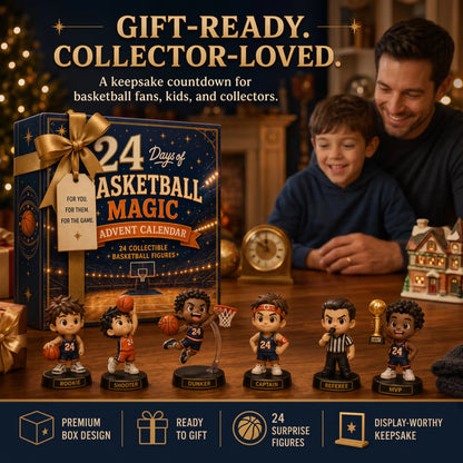 🏀 24-Day Basketball Christmas Advent Calendar | 24 Unique Collectible Basketball Figures for Daily Surprises, Team Building & Holiday Display 🎄✨