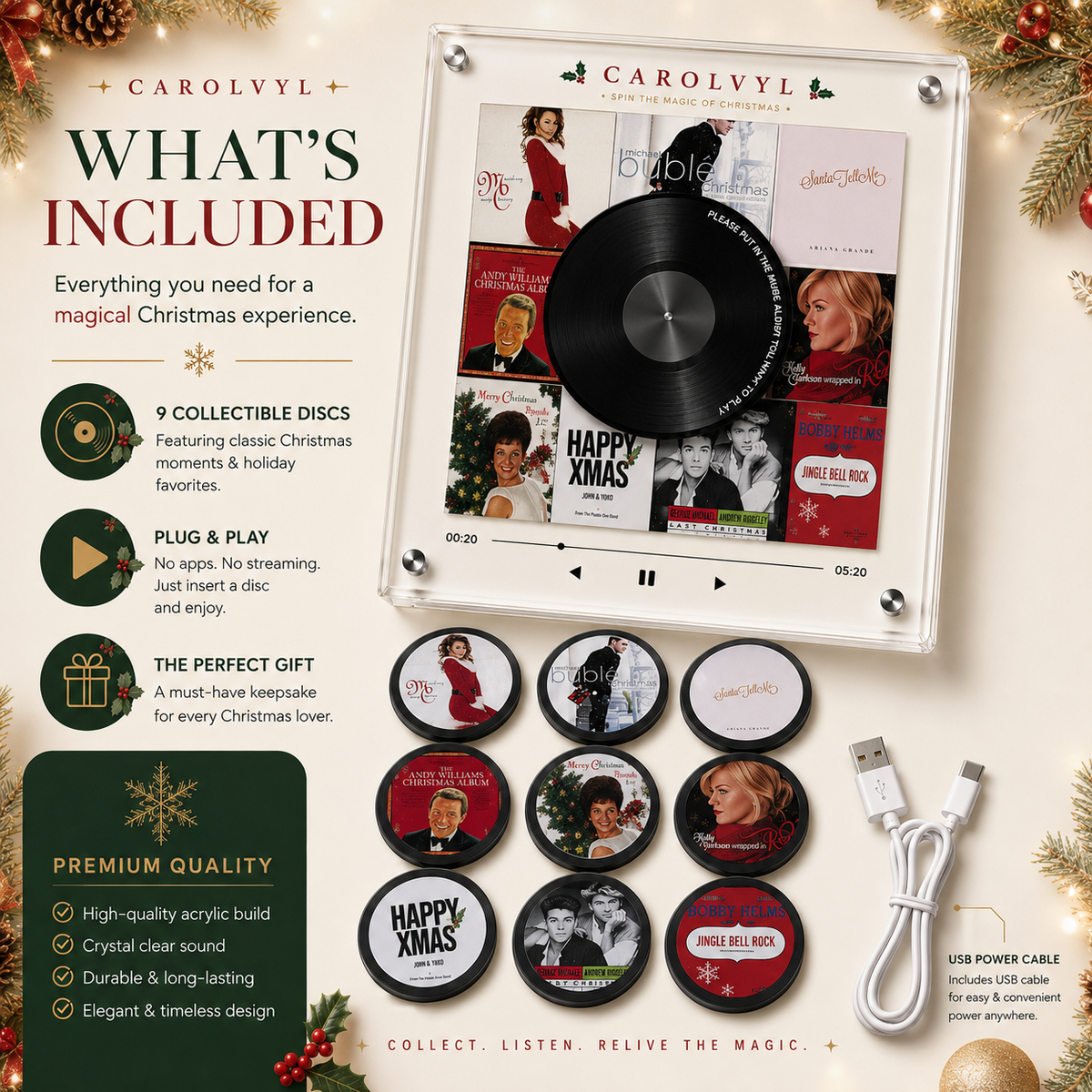 Carolvyl Christmas Vinyl Player Set