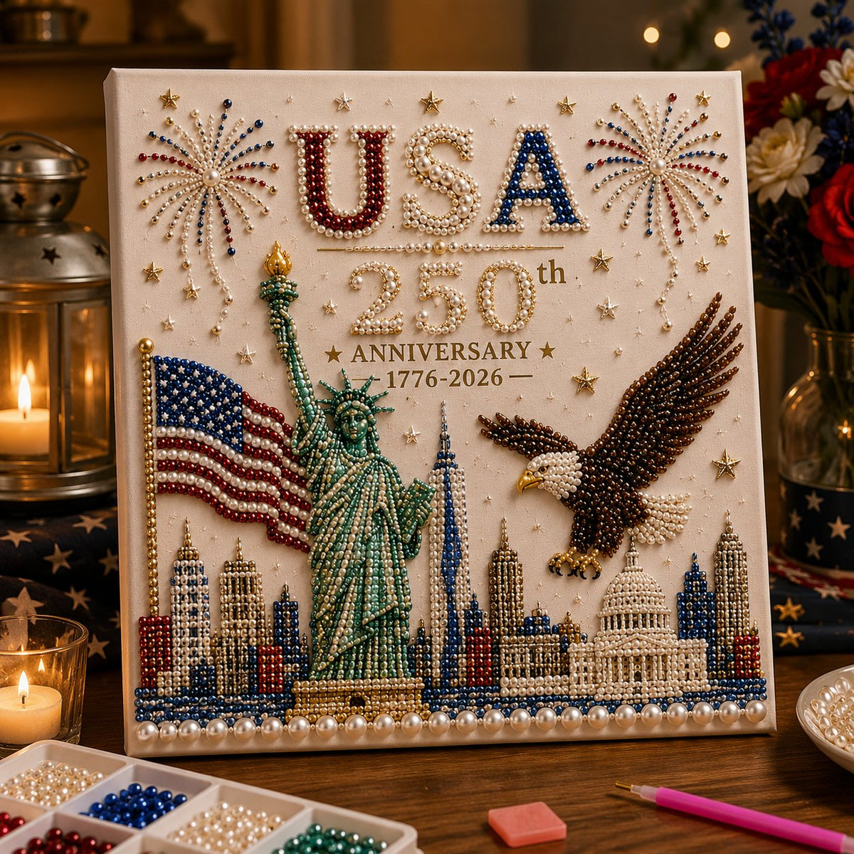 🔥LAST DAY 50% OFF - USA 250th Anniversary DIY Pearl Painting Kit ✨❤️‍🔥