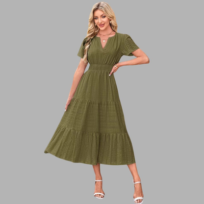 High-Waist Puff Sleeve Dress