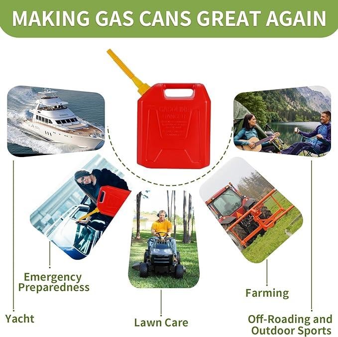 🔥 Upgraded Replacement Gas Can Spout with Flexible Nozzle, Fit for Most 1/2/5/10 Gal Can