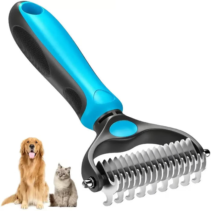 Professional Double-Sided Pet Grooming Rake ✨ Undercoat Deshedding Tool for Dogs & Cats 🐶🐱