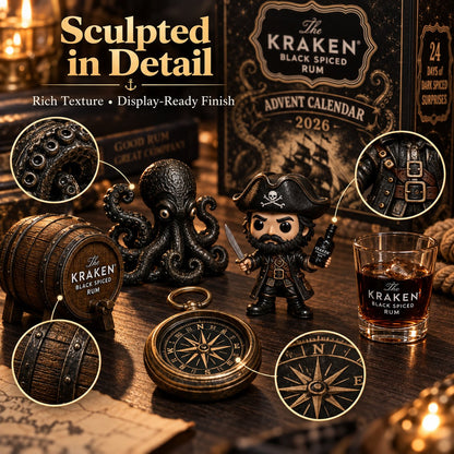 24-Day Kraken Rum Mini Bottle Advent Calendar Set for Holiday Bar Table Display, Rum Lover Collectible Gift, Christmas Countdown & Festive Decoration