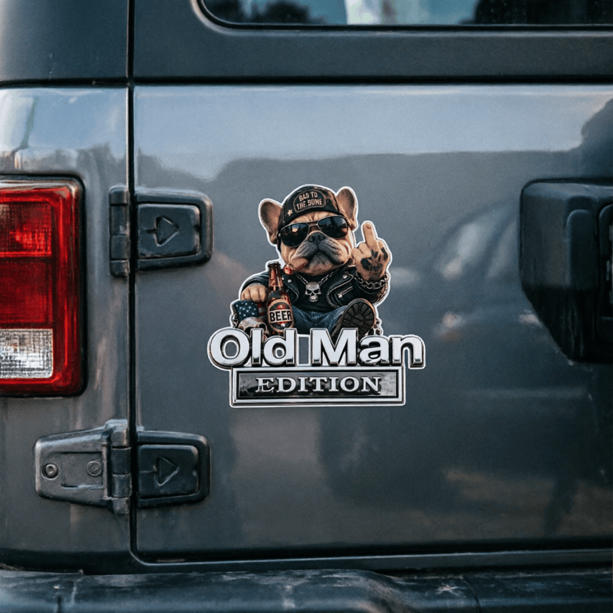 ⏰Hot Sale: Save 49%🚗 Funny Old Man Edition Vehicle Badge — 3D Chrome Metal Emblem, Perfect Father's Day & Birthday Gift for Dad, Grandpa, Husband, Truck & SUV Owners