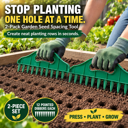 🏡 2-Pack Garden Seed Spacing Tool – Multi-Row Soil Dibbler & Furrow Maker