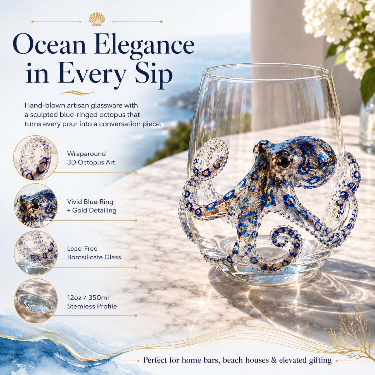 🔥LAST DAY 50% OFF - 🌊 3D Ocean Animal Artisan Glassware Collection for Fresher Sips, Coastal Elegance & Elevated Home Bar Vibes