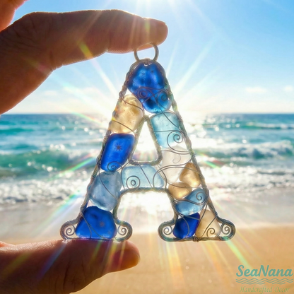 🌊 Handcrafted Wire-Wrapped Sea Glass Letter Ornament: More Than a Last Name, It's a Blessing