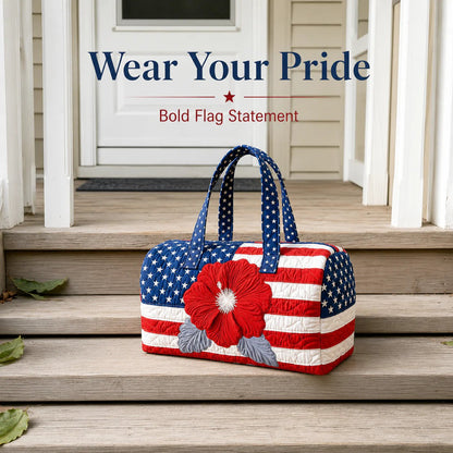 Floral American Flag Travel Duffel
