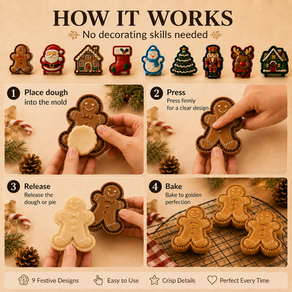 🎄Christmas Pie Mold Collection – 9 Reusable Embossed Holiday Designs