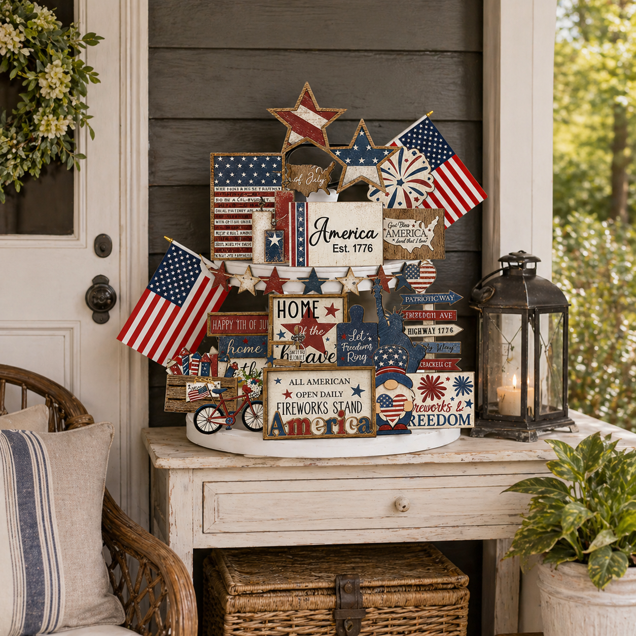 🔥Most Popular in 2026🔥25-Piece Patriotic Tiered Tray Decor Set