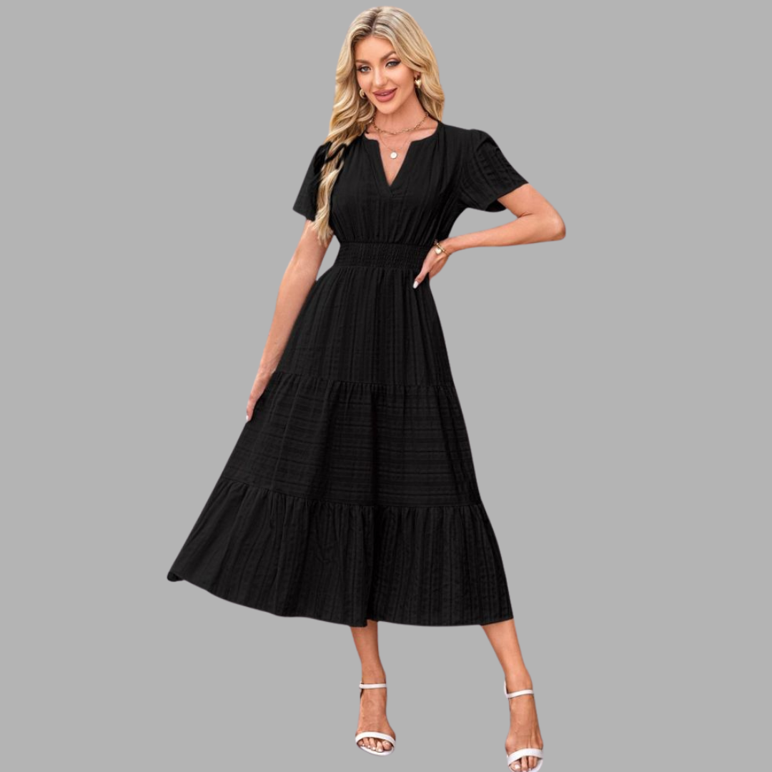 High-Waist Puff Sleeve Dress