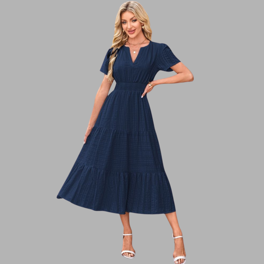 High-Waist Puff Sleeve Dress