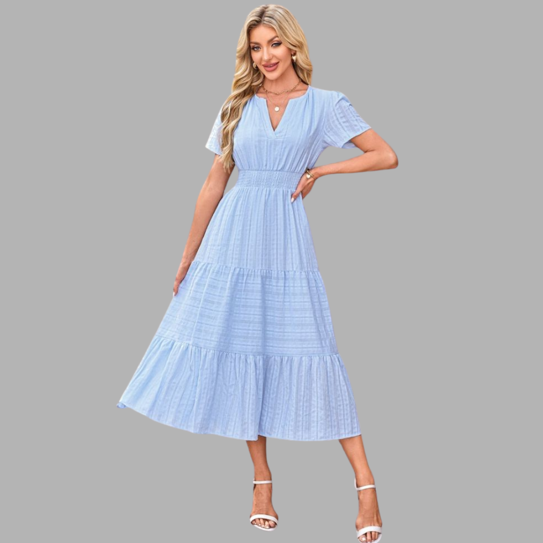 High-Waist Puff Sleeve Dress