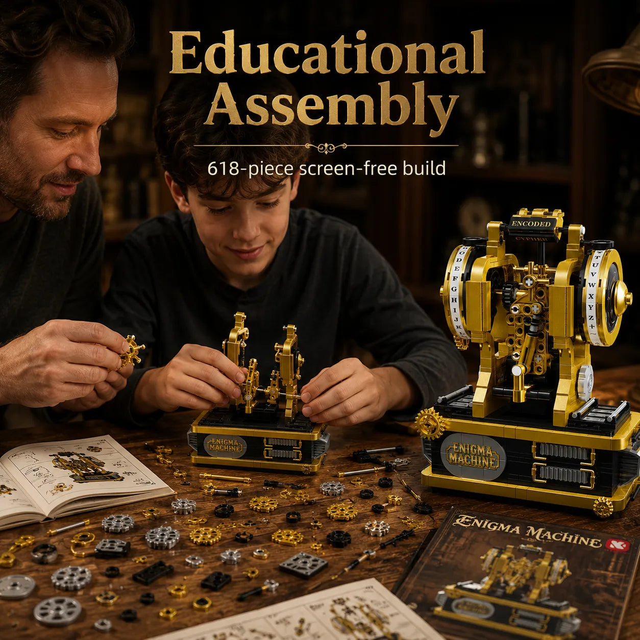 🔥✨Most Popular in 2026✨🔥🛡️WWII Enigma Machine Mechanical Building Block Model