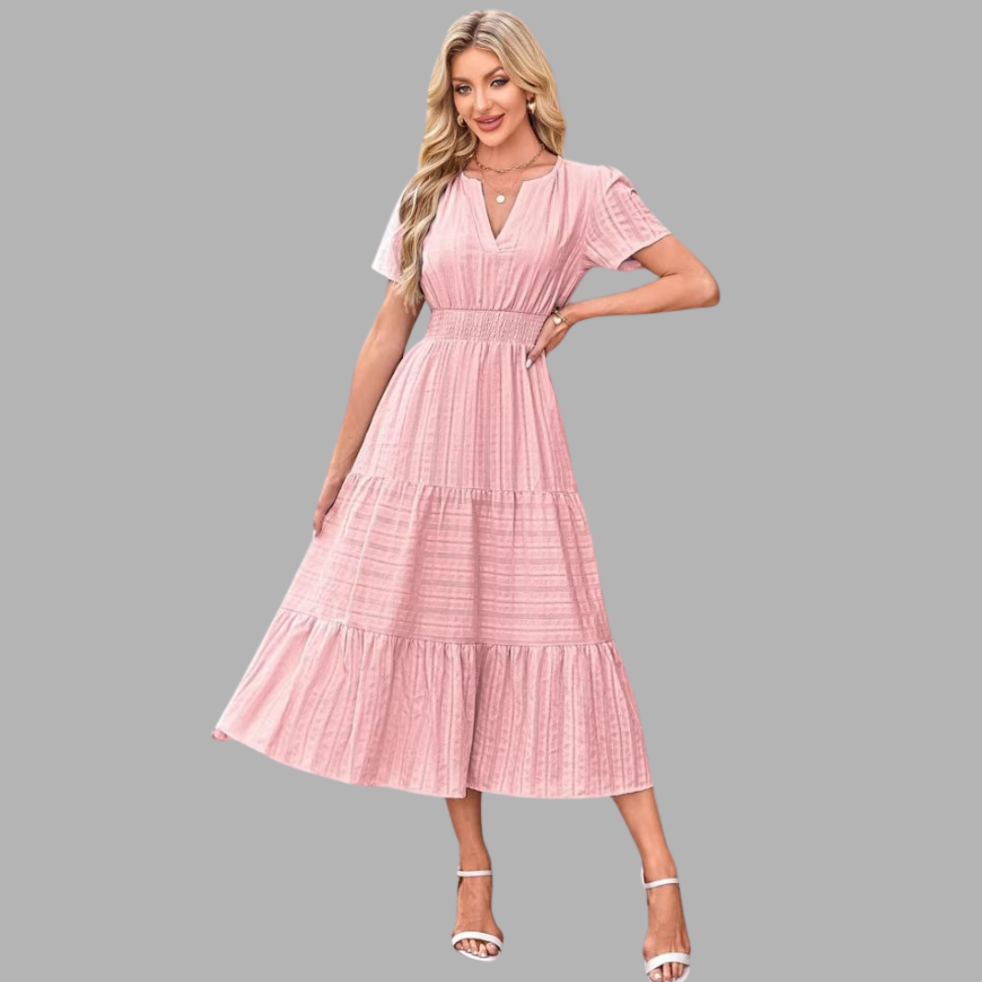 High-Waist Puff Sleeve Dress