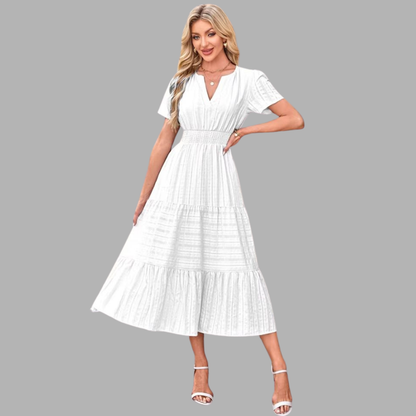 High-Waist Puff Sleeve Dress