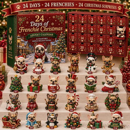 ⏳ Last Day 49% OFF – 🐶 24 Days of Frenchie Mischief Advent Calendar – Collectible French Bulldog Figurines 🎁