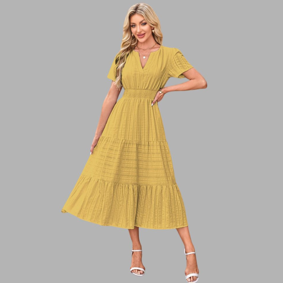 High-Waist Puff Sleeve Dress