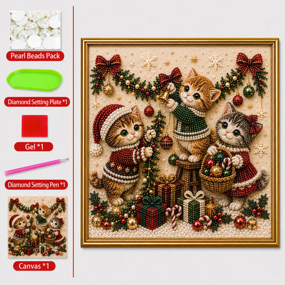 🎄🐾 LAST DAY 49% OFF – Premium 3D Pearl Christmas Kitty Art Kit 🎅🐱❄️