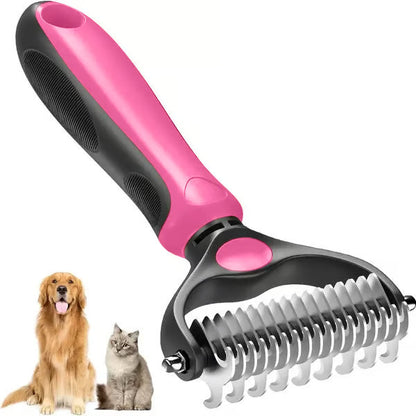 Professional Double-Sided Pet Grooming Rake ✨ Undercoat Deshedding Tool for Dogs & Cats 🐶🐱
