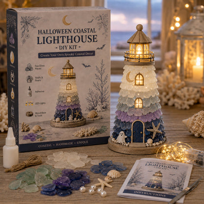 ⏳ Last Day 49% OFF – 🌊 DIY Sea Glass Lighthouse Kit – Light-Up Coastal Craft & Handmade Home Decor