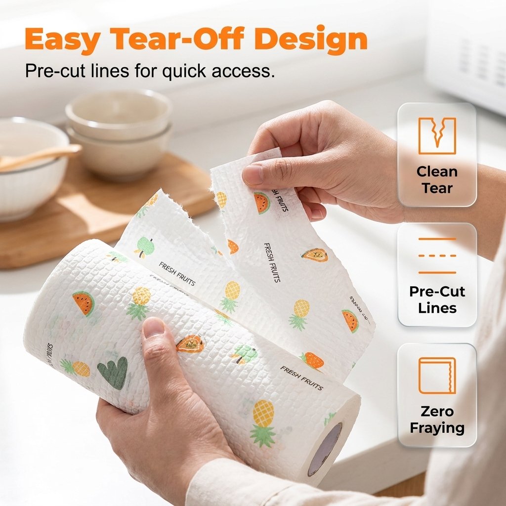 ✨ 50-Piece Reusable Cleaning Cloth Roll – Tear-Off Multipurpose Wipes for Kitchen & Home