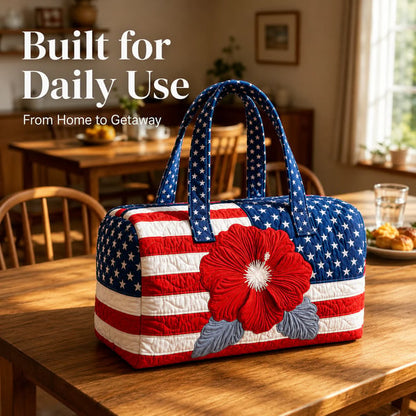 Floral American Flag Travel Duffel