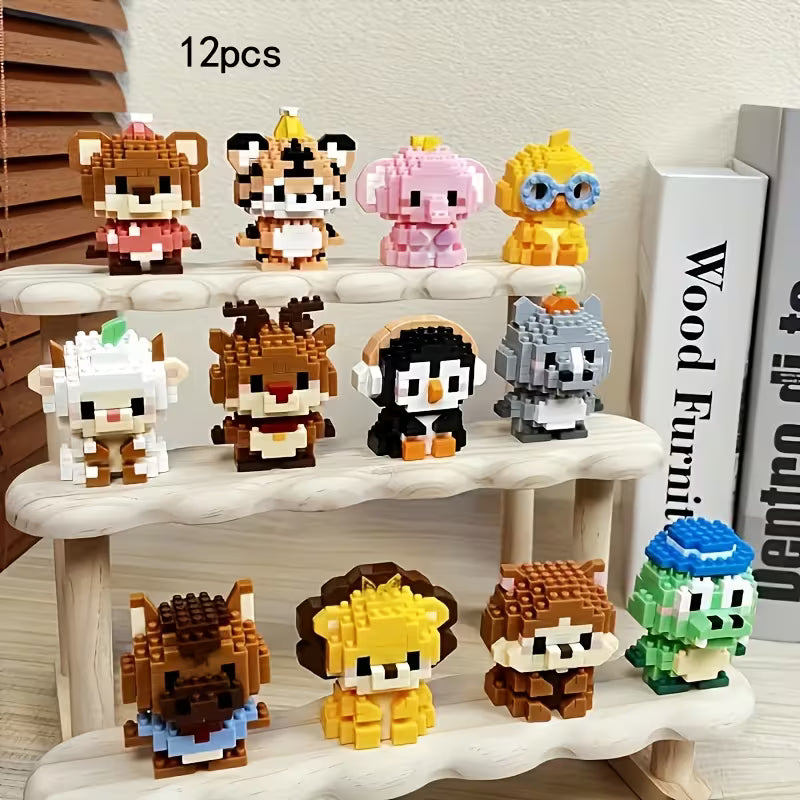 12 Pack Animals Building Block Sets,Micro Mini Animals Party Favors for Kids, Birthday Gift for Boy Girl(1,691 Pieces)
