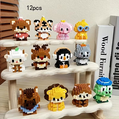 12 Pack Animals Building Block Sets,Micro Mini Animals Party Favors for Kids, Birthday Gift for Boy Girl(1,691 Pieces)