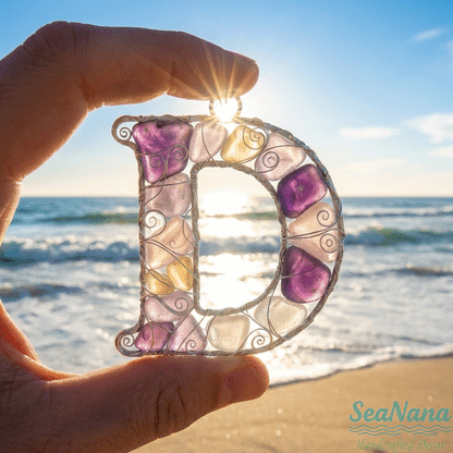 🌊 Handcrafted Wire-Wrapped Sea Glass Letter Ornament: More Than a Last Name, It's a Blessing