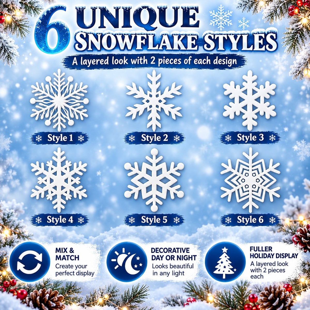 LED Snowflake Wall Set