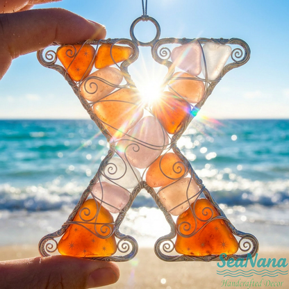 🌊 Handcrafted Wire-Wrapped Sea Glass Letter Ornament: More Than a Last Name, It's a Blessing
