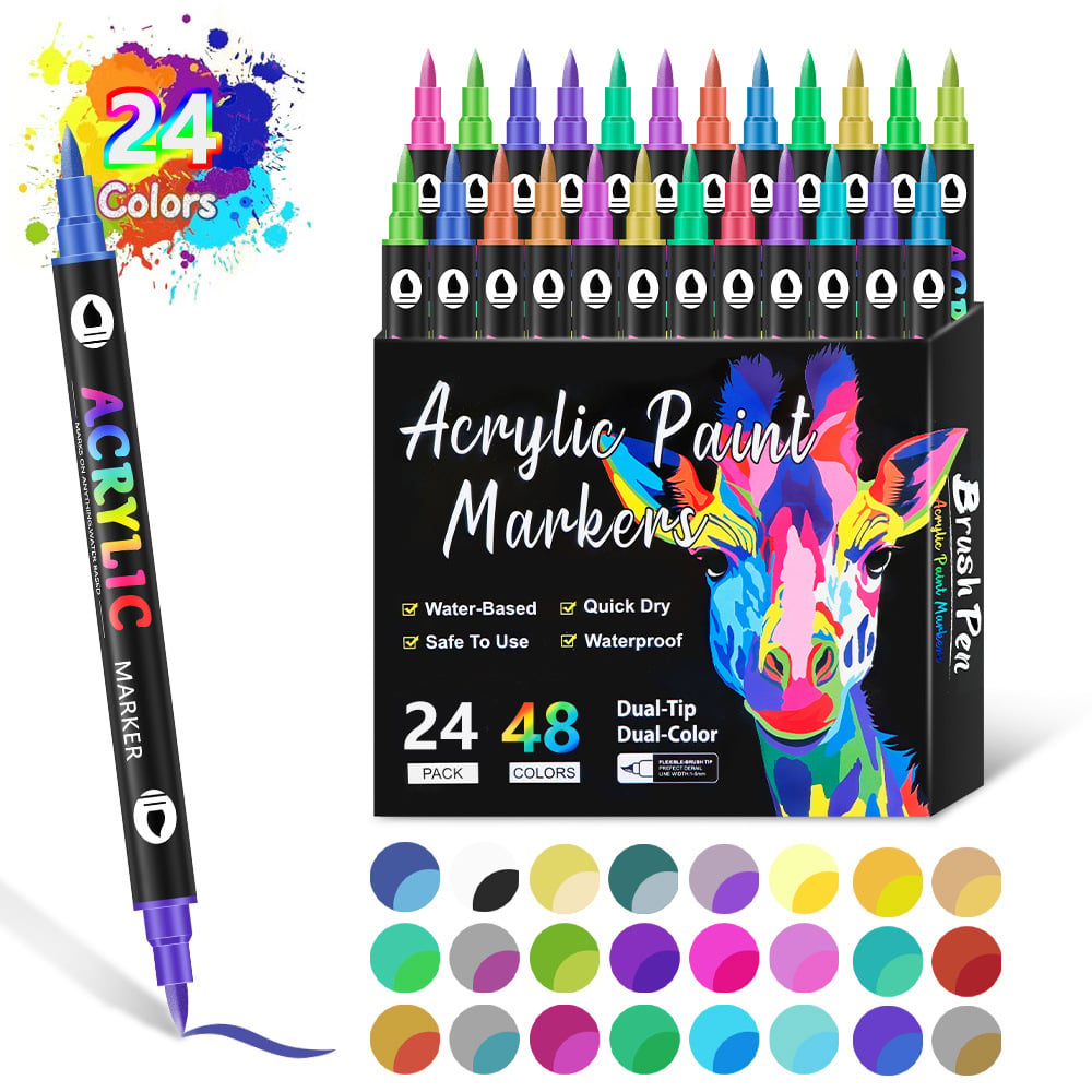 🎨Last Day🔥Dual Tip Acrylic Paint Pen Marker - 24/48/72/120 Colors